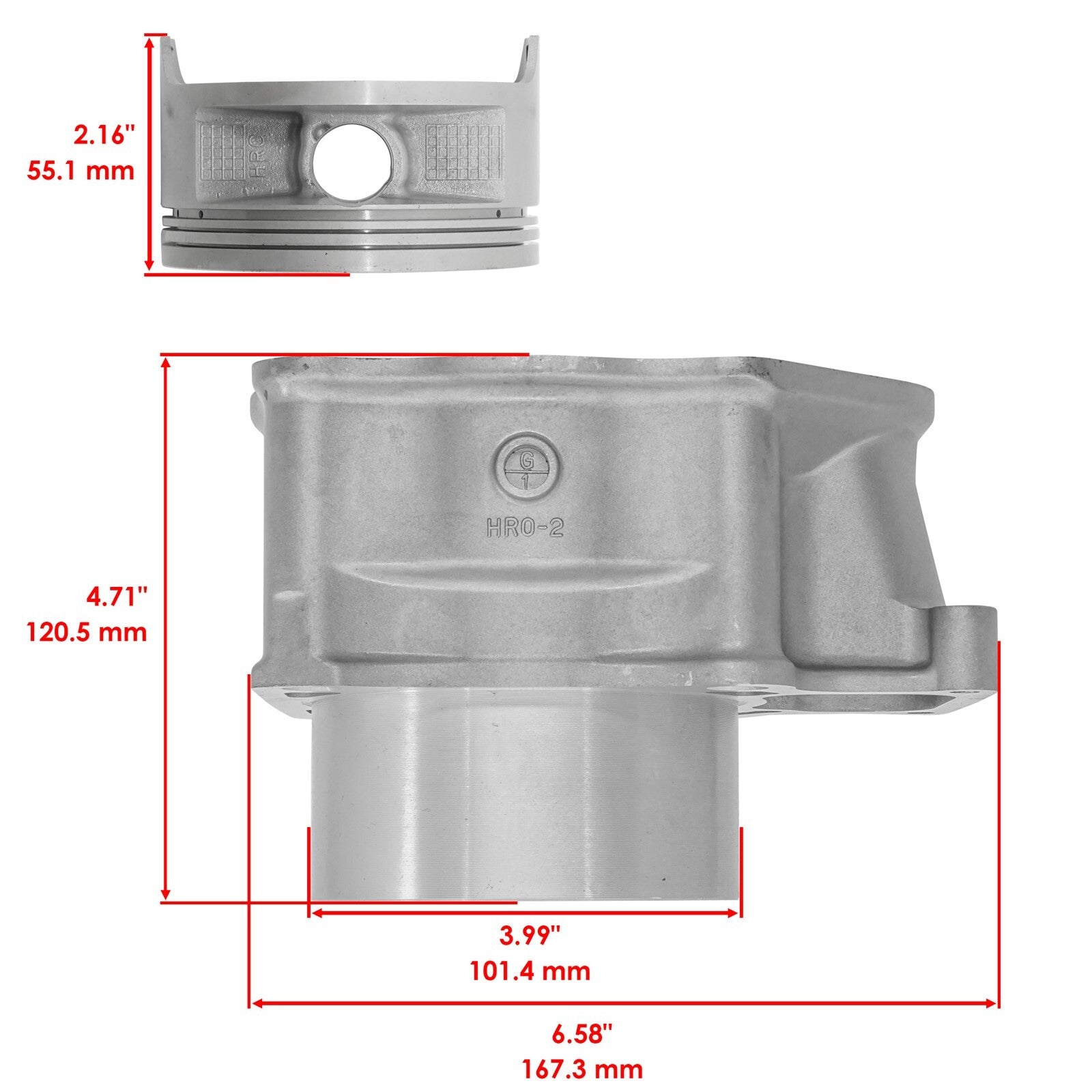 Caltric Cylinder Kit Replacement for Honda Foreman 500 TRX500FE2 (2013–2019)