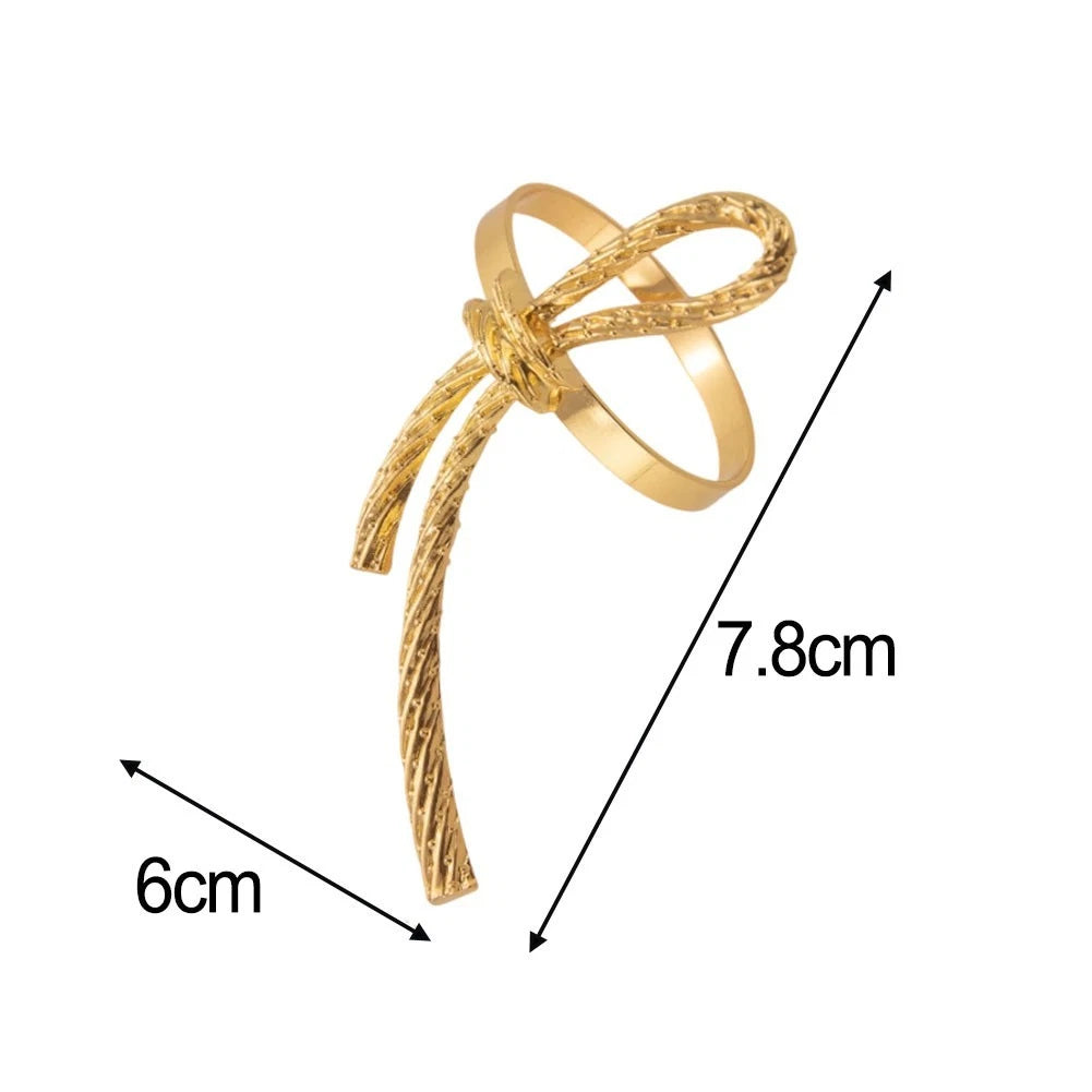 Set of 6 Gold Bow Tie Napkin Rings for Elegant Dinner Parties