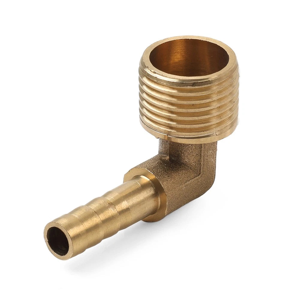 Brass Barb Hose Fitting 90 Degree Elbow 8mm x 1/2G Male Pipe