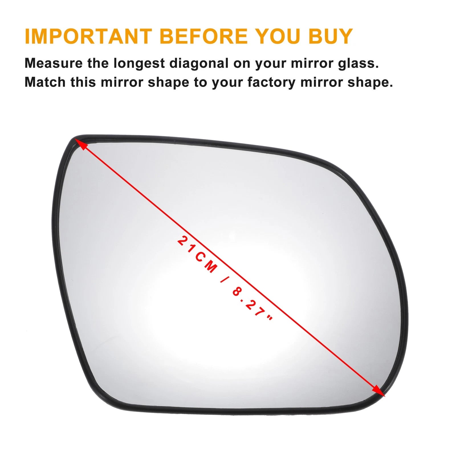 Right Side Mirror Glass Nonheated Replacement for Hyundai Santa Fe (2007–2012)
