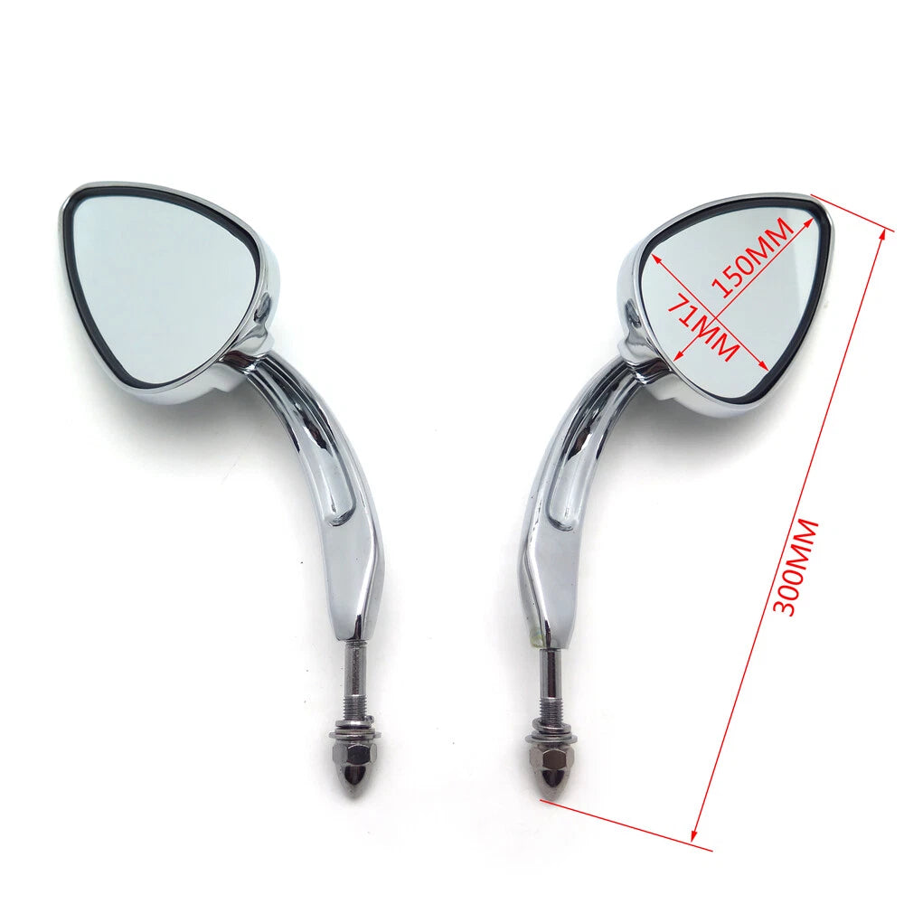 Chrome Skull Flame Side Mirrors for Harley Wide Glide FXWG (1980–2000)