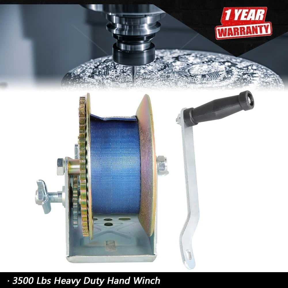 3500lbs Hand Winch for Boat Trailer with 10m Strap