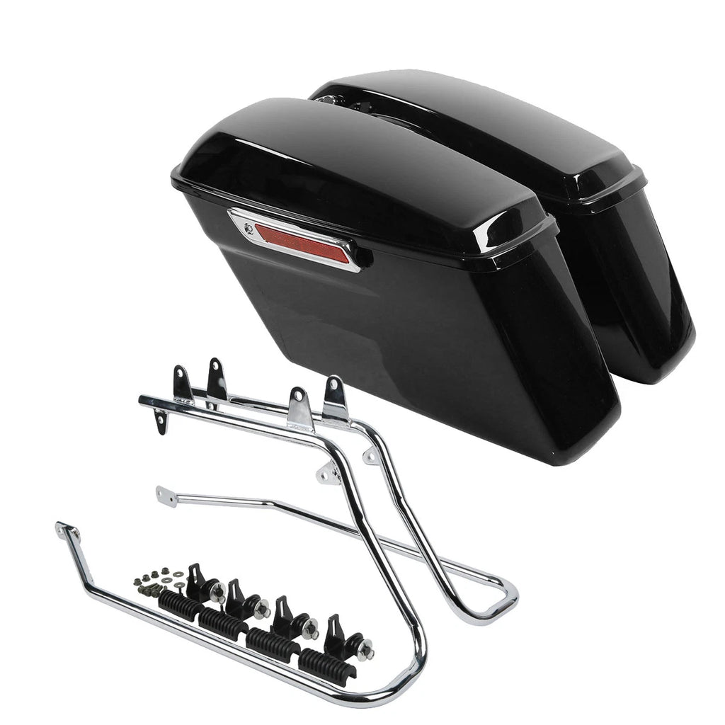 Saddle Bags & Chrome Conversion Bracket for Harley Softail Fatboy (1990–2023)