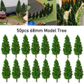 50Pcs Pine Trees for Train Railroad Wargame Scenery (Scale Model)