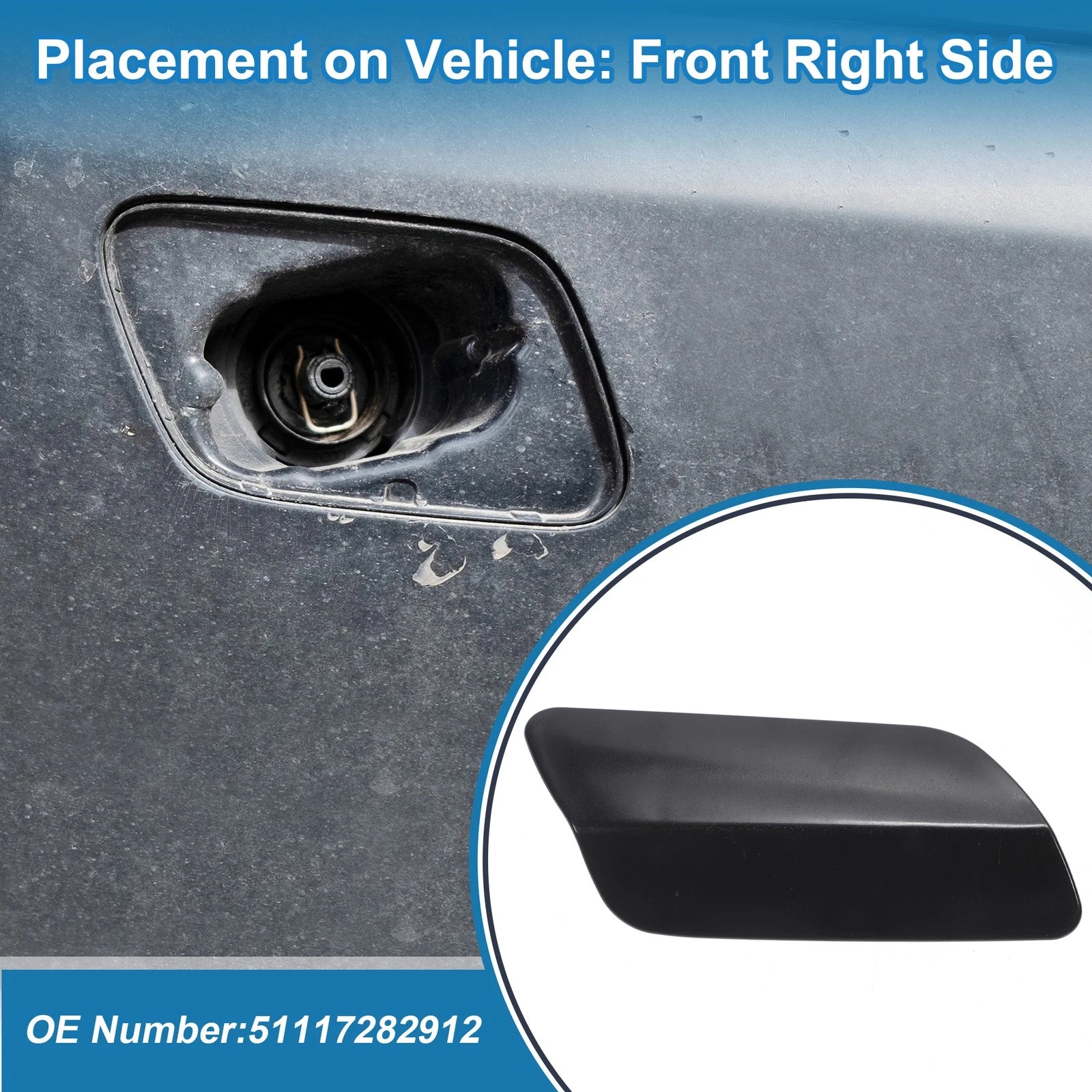 Front Right Headlight Washer Nozzle Cover Cap for BMW 640i (2012–2015)