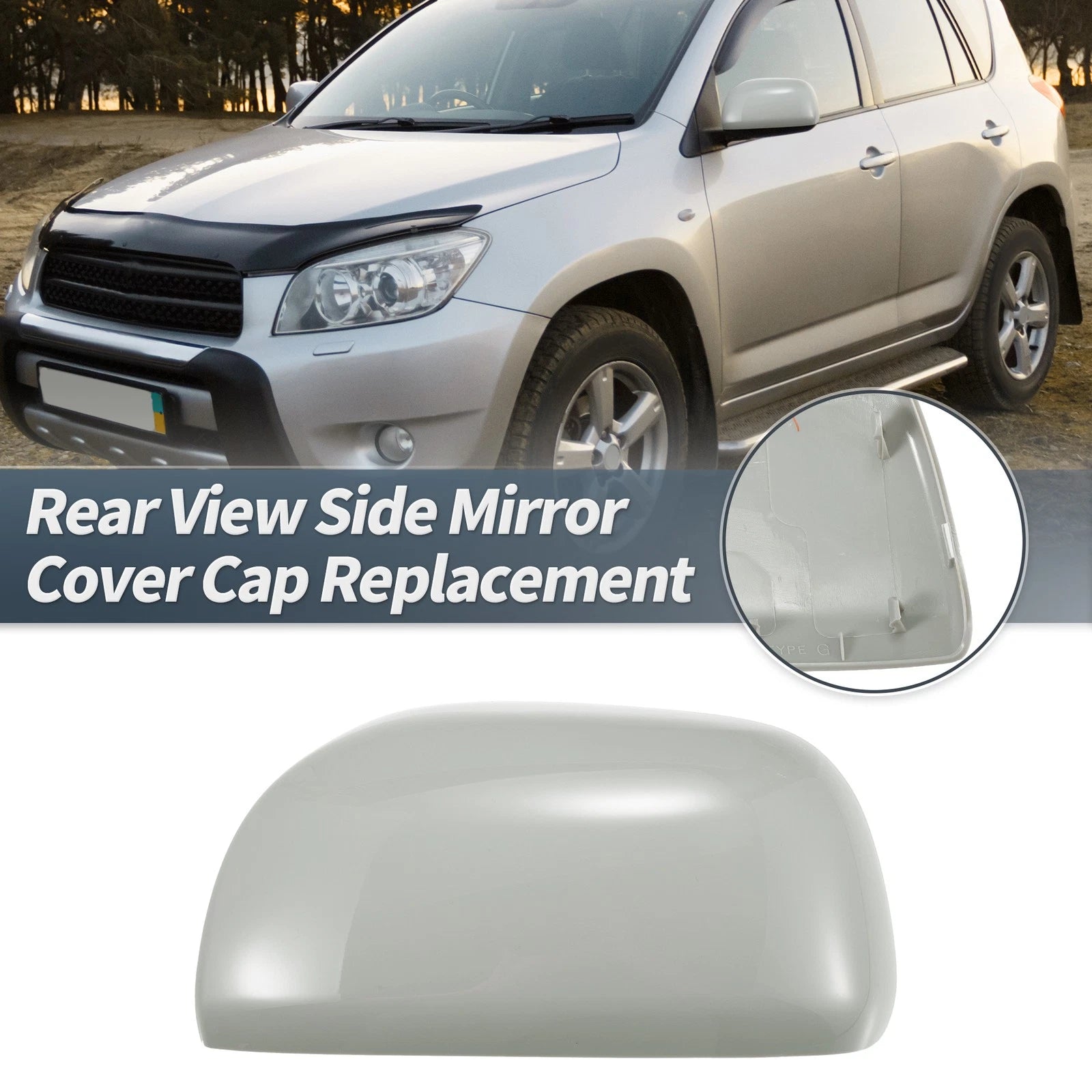 Left Side Car Mirror Cover Cap Gray for Toyota RAV4 (2006–2009)