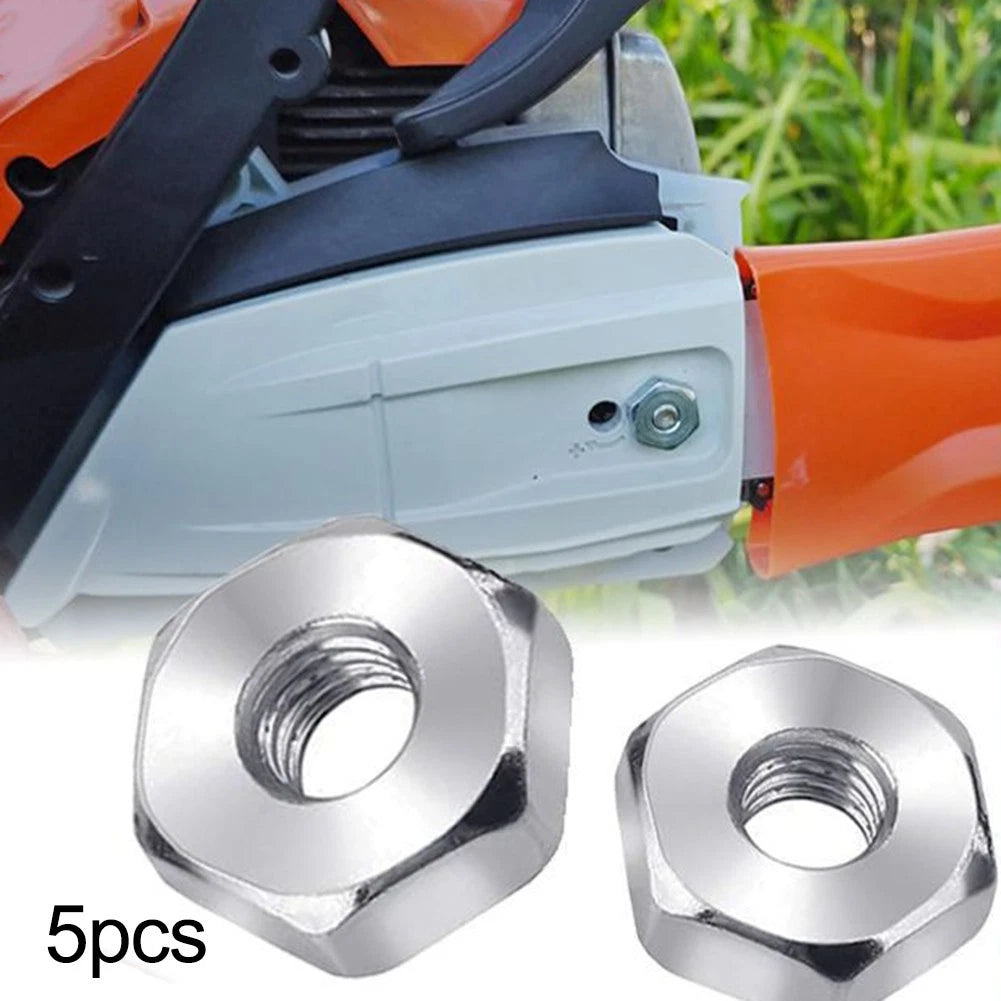 5 pcs Steel Nuts for M8 Chainsaw Guide Bar (19mm Hex Width)