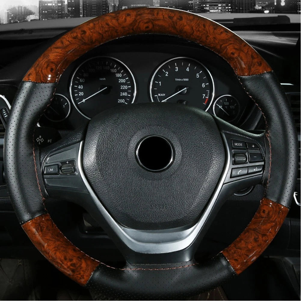 Steering Wheel Cover for Universal Fit (37-38CM) - Leather, Anti-slip