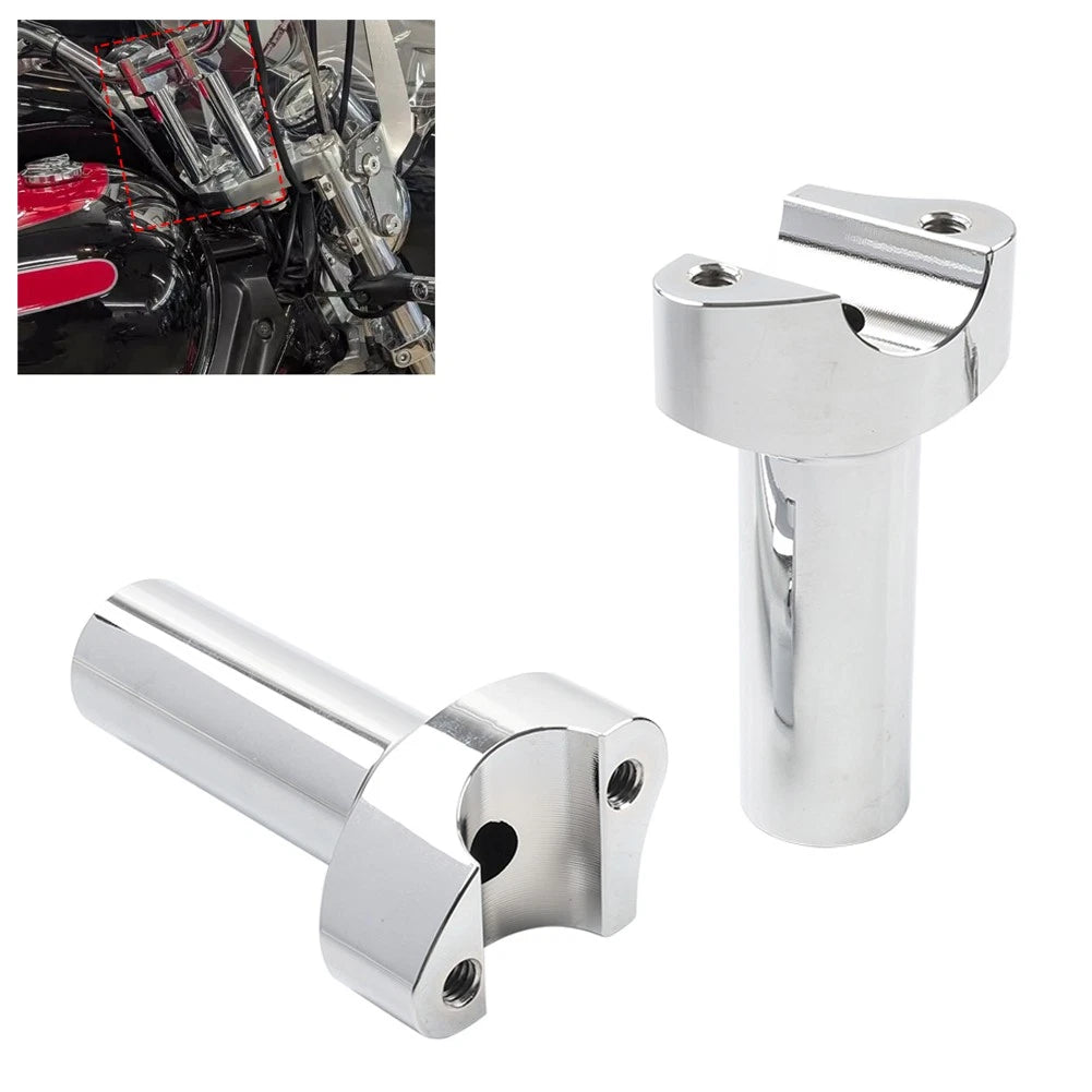 Chrome 4" Handlebar Risers for Harley Dyna Sportster Softail (1" Bar)