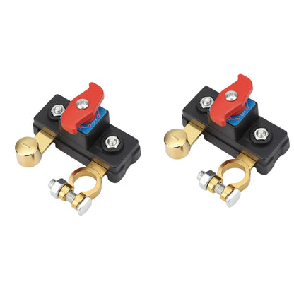 2Pcs Battery Disconnect Switch for Truck (12V-24V) Brass Terminals Anti-Drain