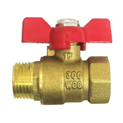 Brass Ball Valve 1/2 Inch with Red Wing Handle for Water Supply