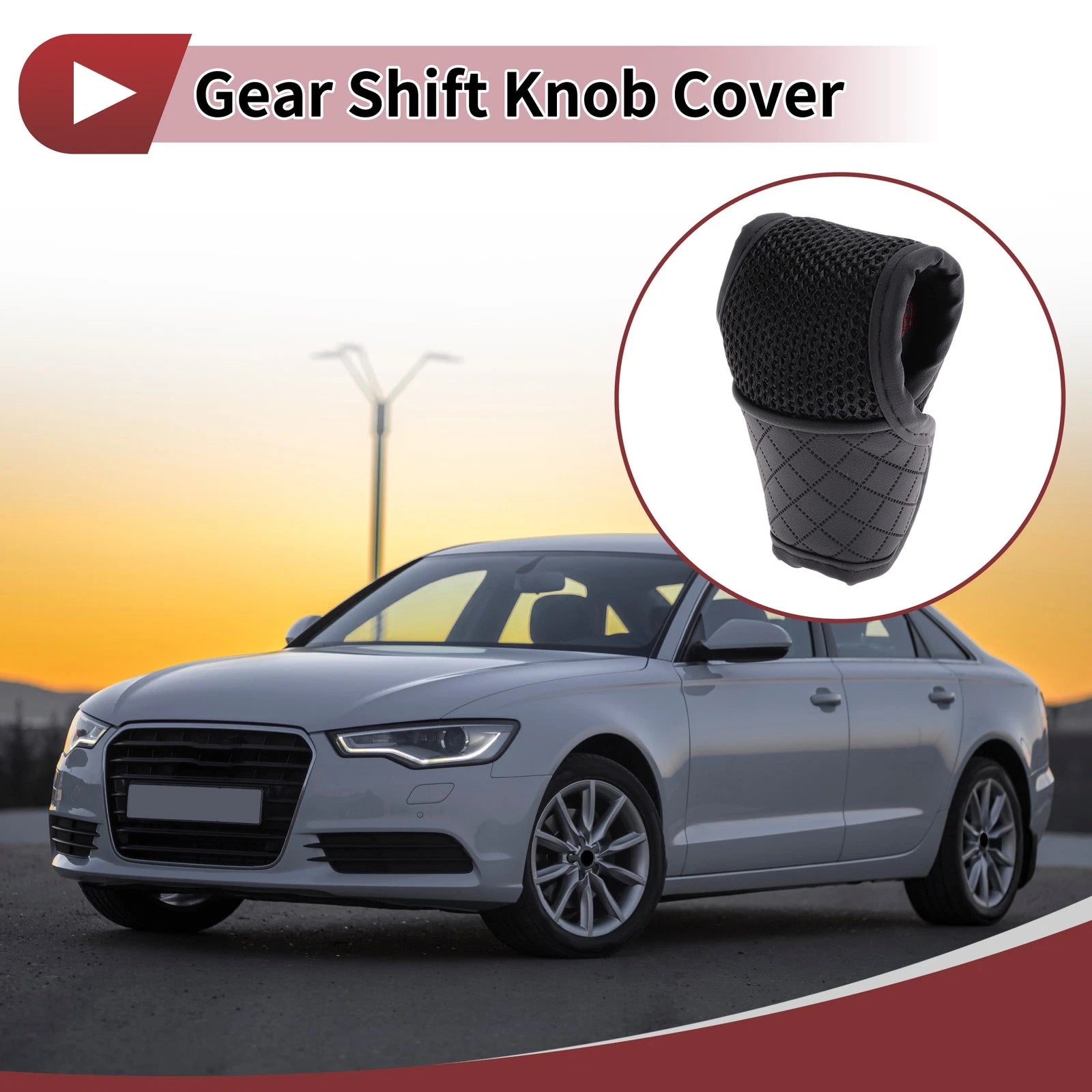 Gear Shift Knob Cover for Car SUV T-Shaped Hook and Loop Black