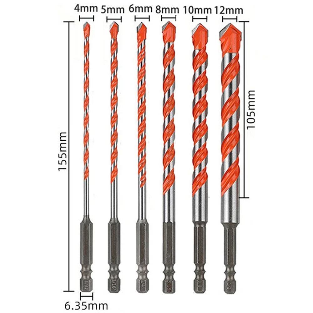 10 Piece Drilling Bits Set for Concrete, Glass Tile, Brick Cutting
