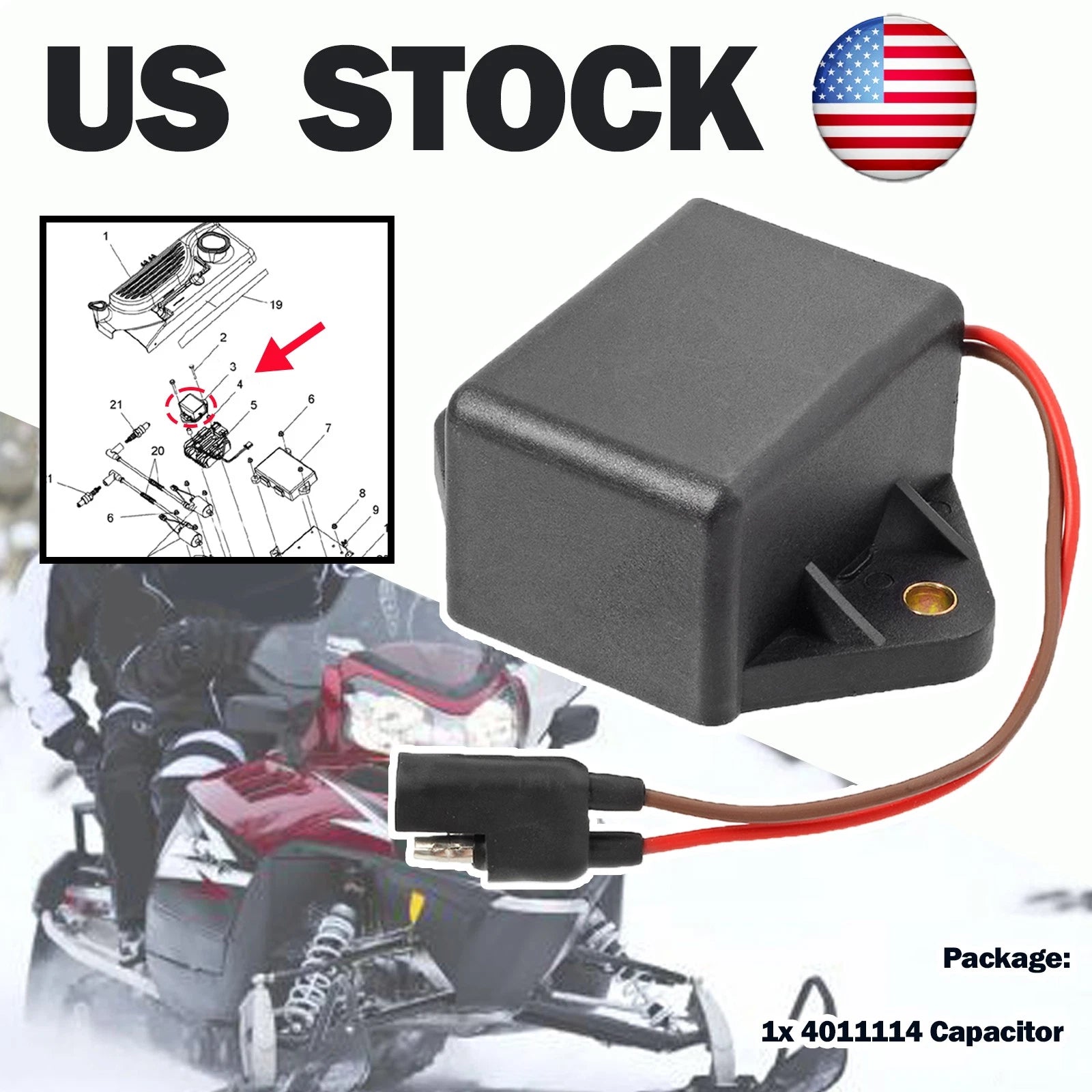 Exhaust Valve CDI Capacitor for Polaris RMK 800 Dragon 700 900 (4011114)