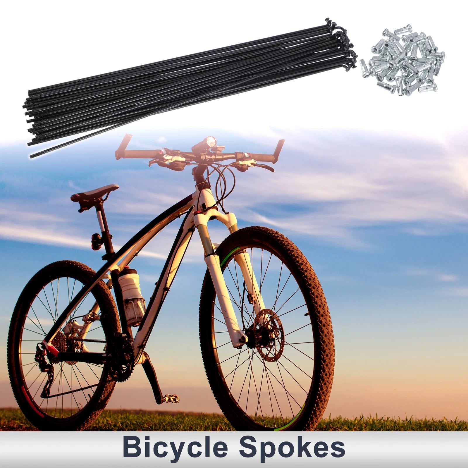 Bicycle Spokes Nipple Set 255mm 45 Steel Black Universal (Universal)