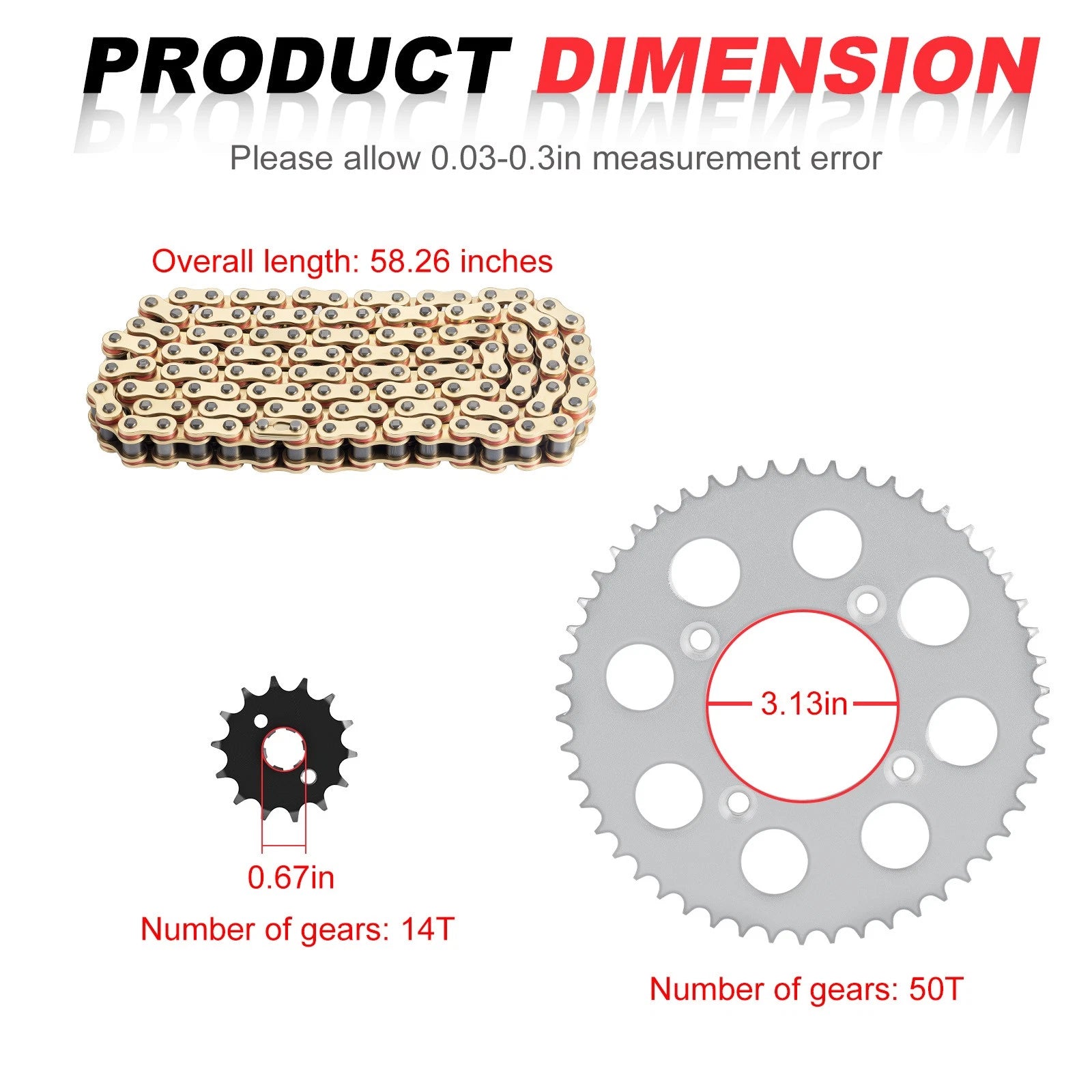 Drive Sprocket & Chain Kit for Honda XR100R CRF100F (14/50T 428 X-Ring 118 Links)