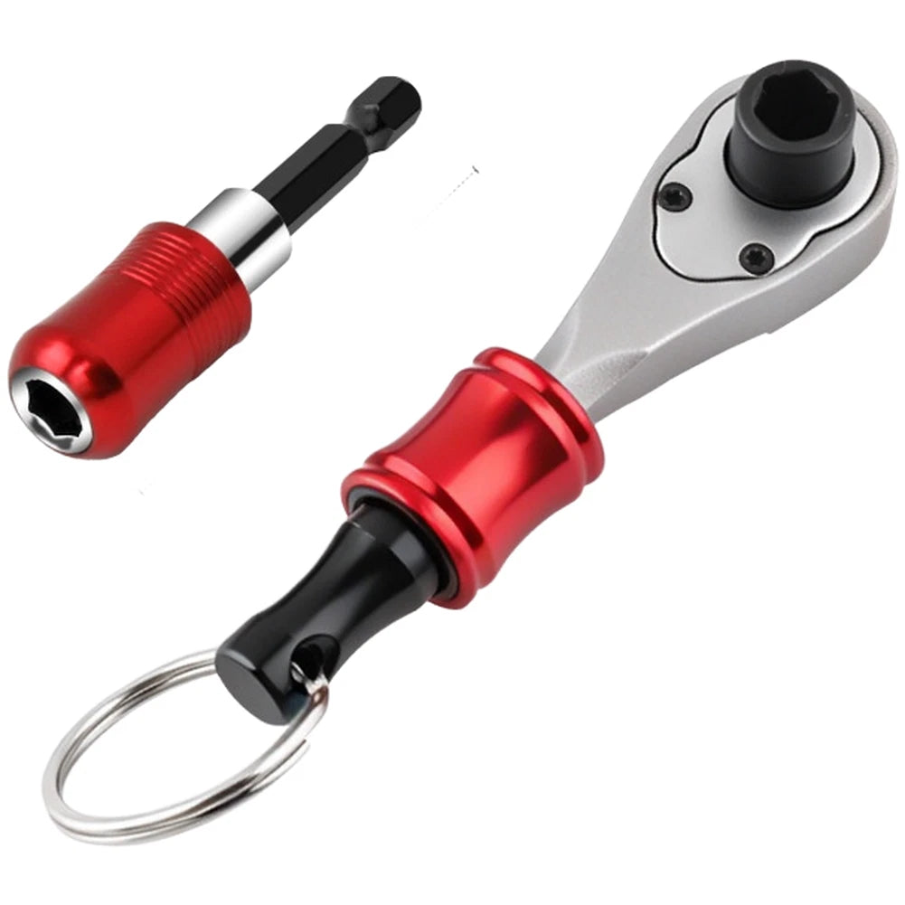 1/4 in Ratchet Wrench for Universal Use (Keychain Attachment, Bit Compatible)
