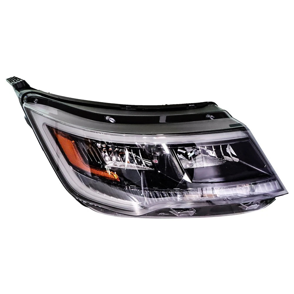 Headlight for Ford Explorer (2016–2019) Halogen Black w/LED DRL Right Side