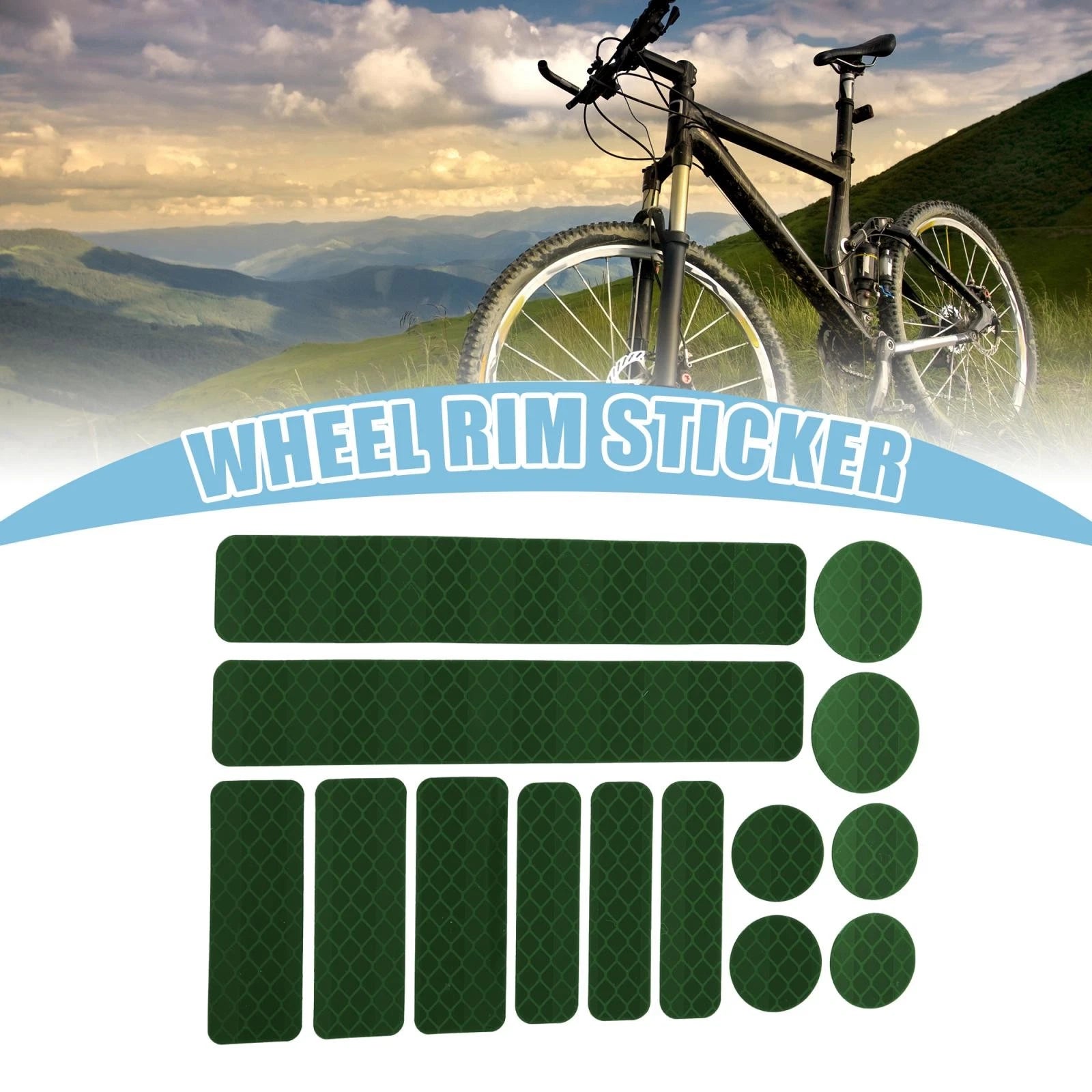 14pcs Bicycle Reflective Stickers for Helmet Adhesive Tape Reflector Green
