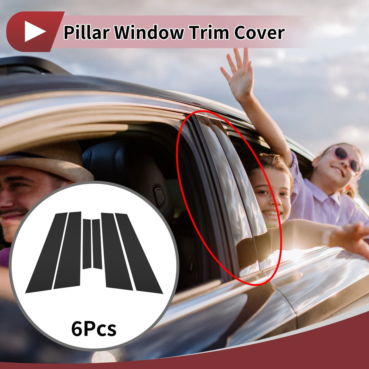 Door Pillar Window Trim for Volvo S60 (2021–2023) Black Left Right