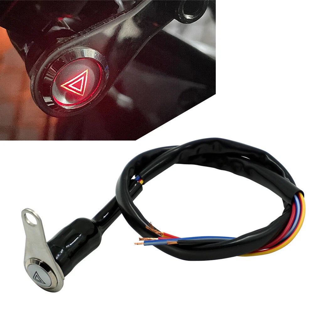 12V Motorcycle Push Button Switch ON OFF for Handlebar with Red LED