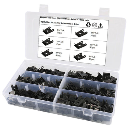 225PCS U-type Clip Nut Fastener for Car Bumper Fender Trim Panel