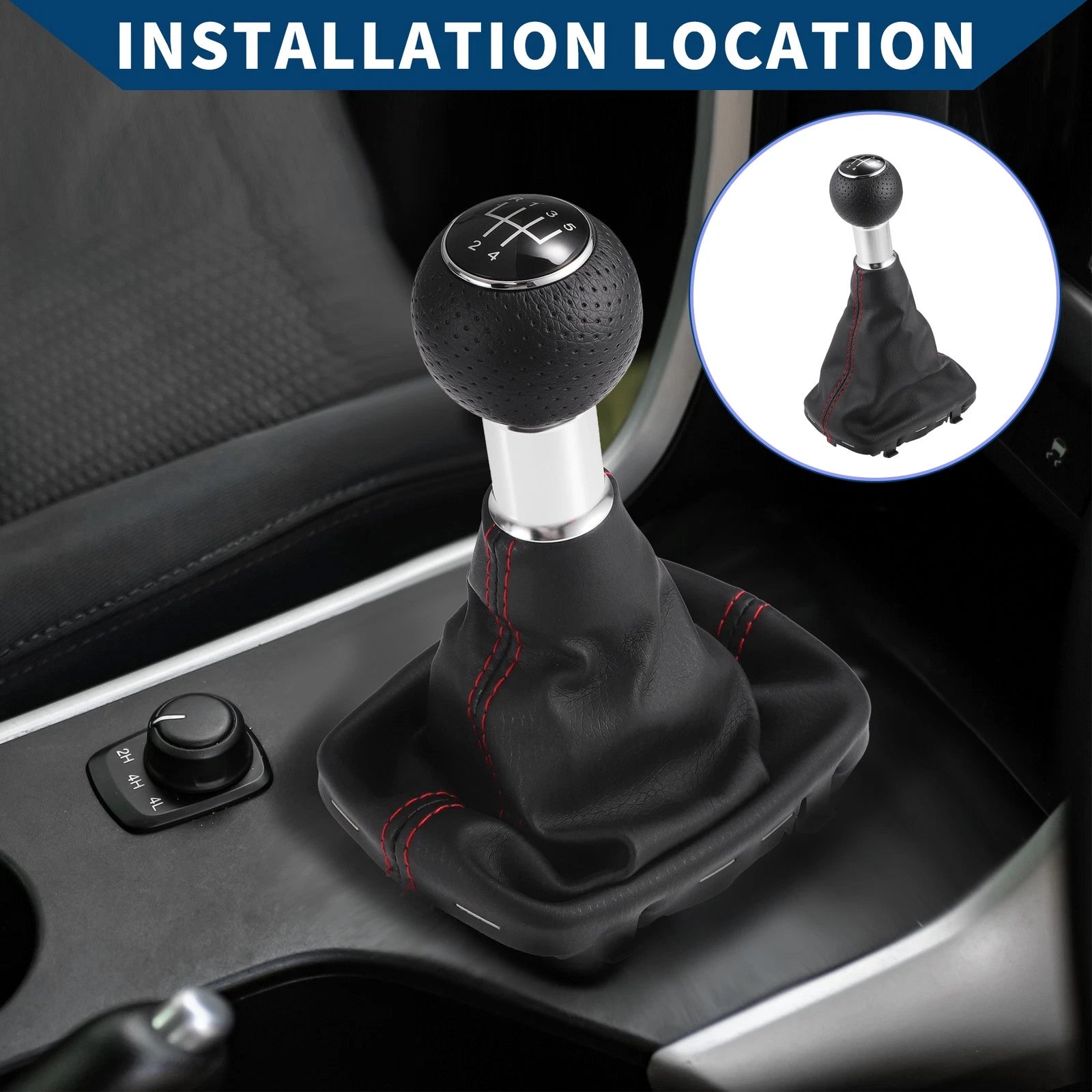 Gear Shift Knob with Dust Cover for Audi A3 (2000–2003) Faux Leather Black