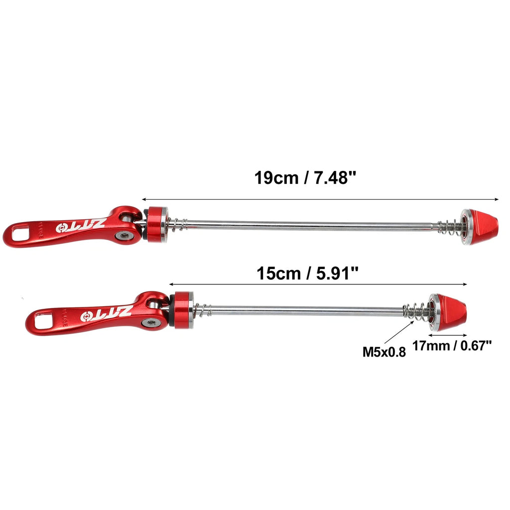 Bicycle Quick Release Axle Set Front Rear Lever 150mm 190mm Red for Universal
