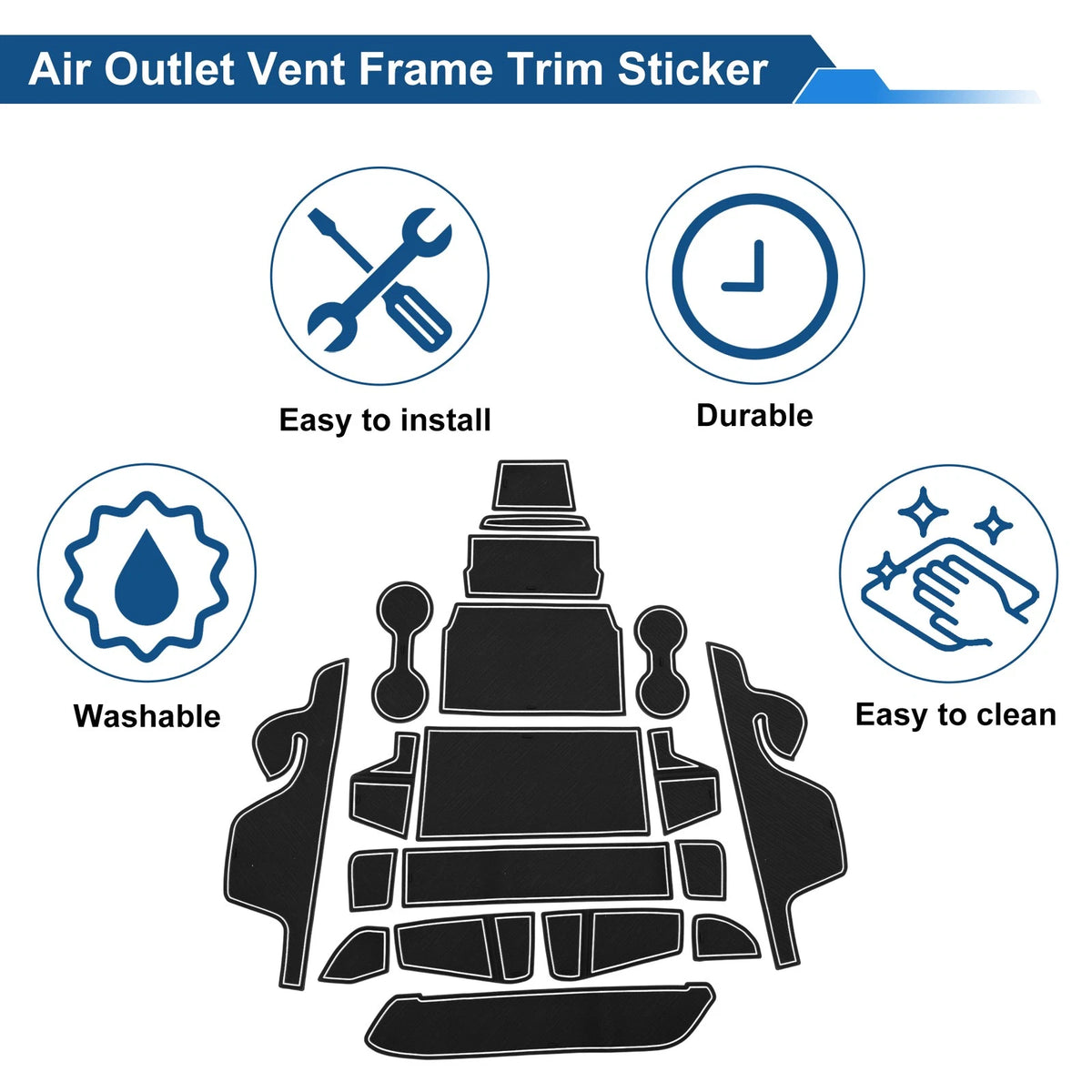19 Pcs Non-Slip Mat for Ford Ranger (2023–2025) PVC White