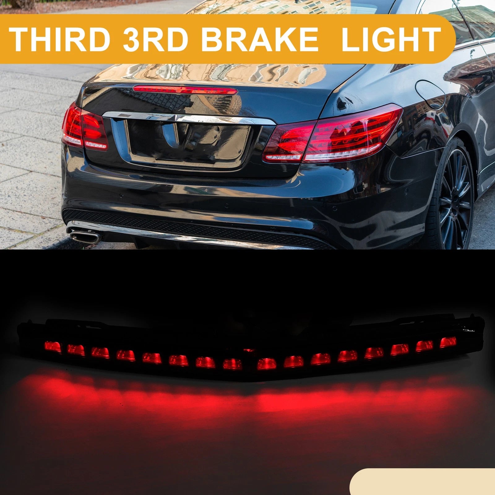 Third Brake Stop Light for Mercedes-Benz E550 (2012–2017) ABS Black