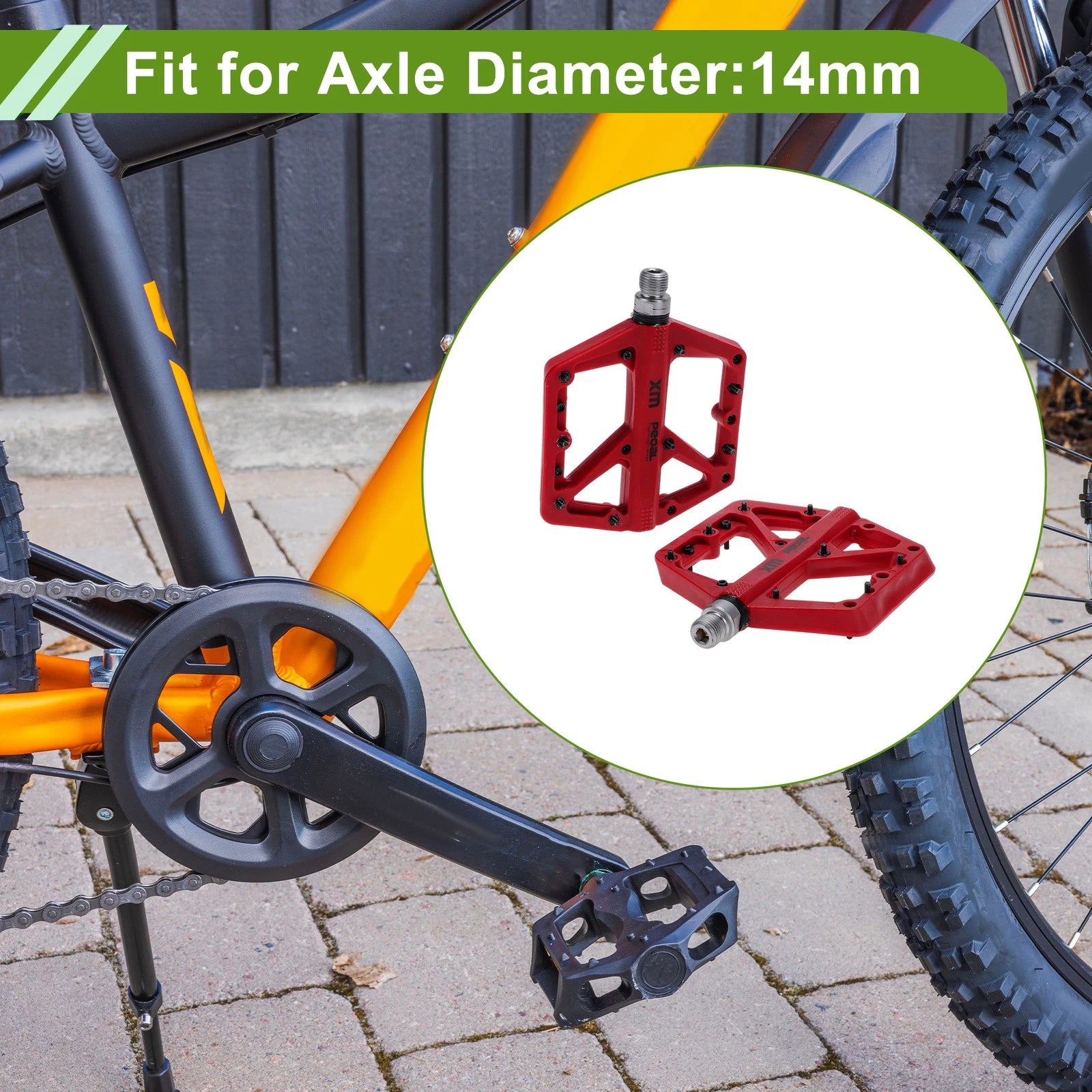 Bicycle Pedals Nylon Universal Fit 14mm Axle Non Slip Pair for Universal