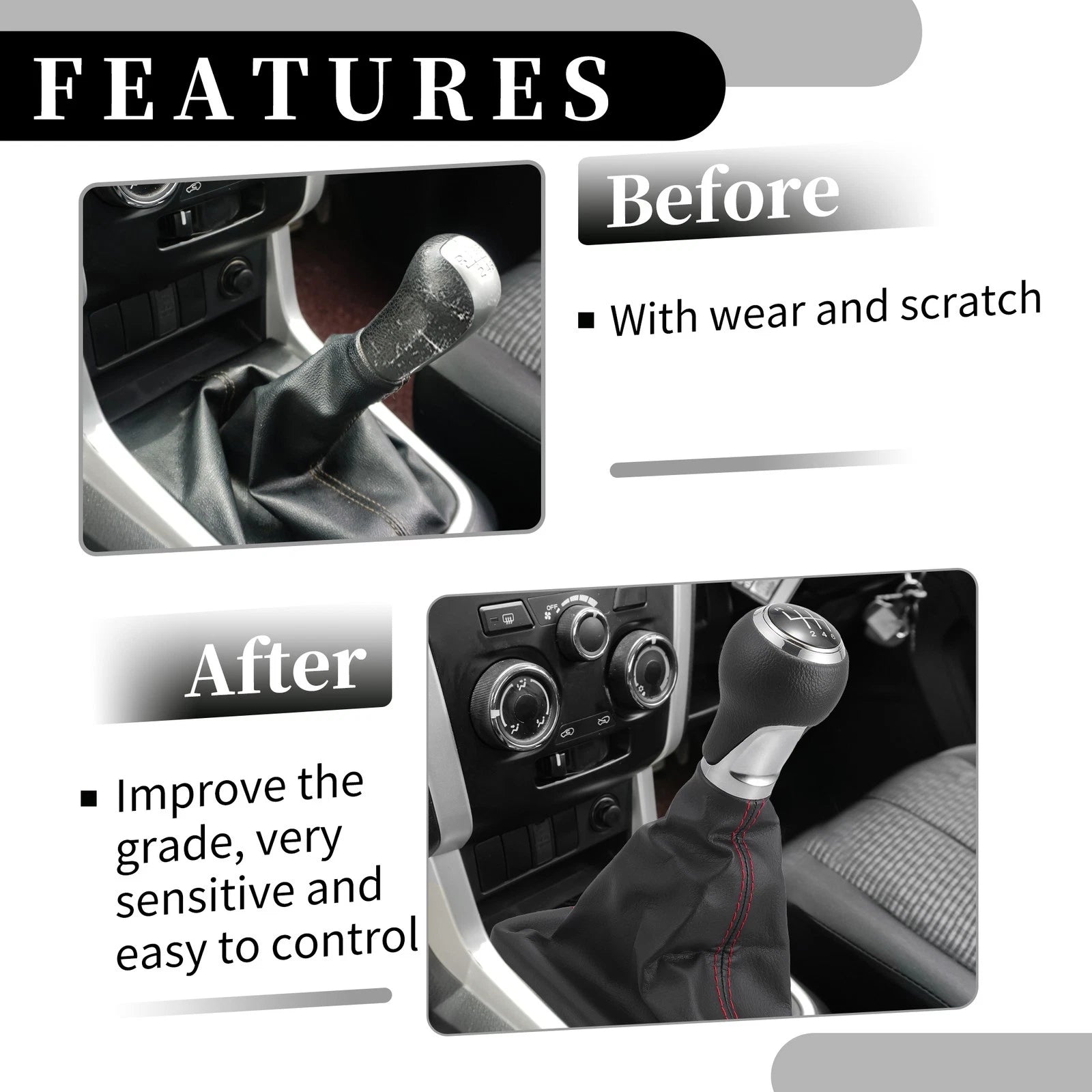 6 Speed Manual Gear Shift Knob with Dust Cover for Audi A6 C6 (2004–2008)