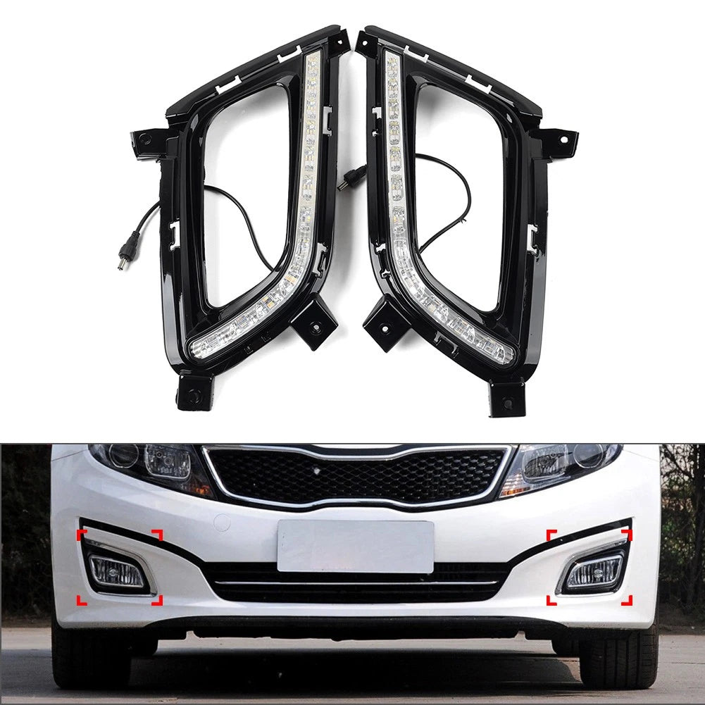 2X Daytime Running Light Fog Light with Turn Signal for Kia Optima K5 (2014–2015)