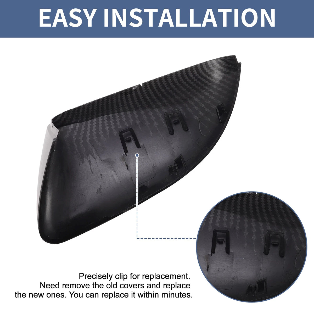 2X Rearview Mirror Cover Cap for Volkswagen Golf VI (2009–2013)