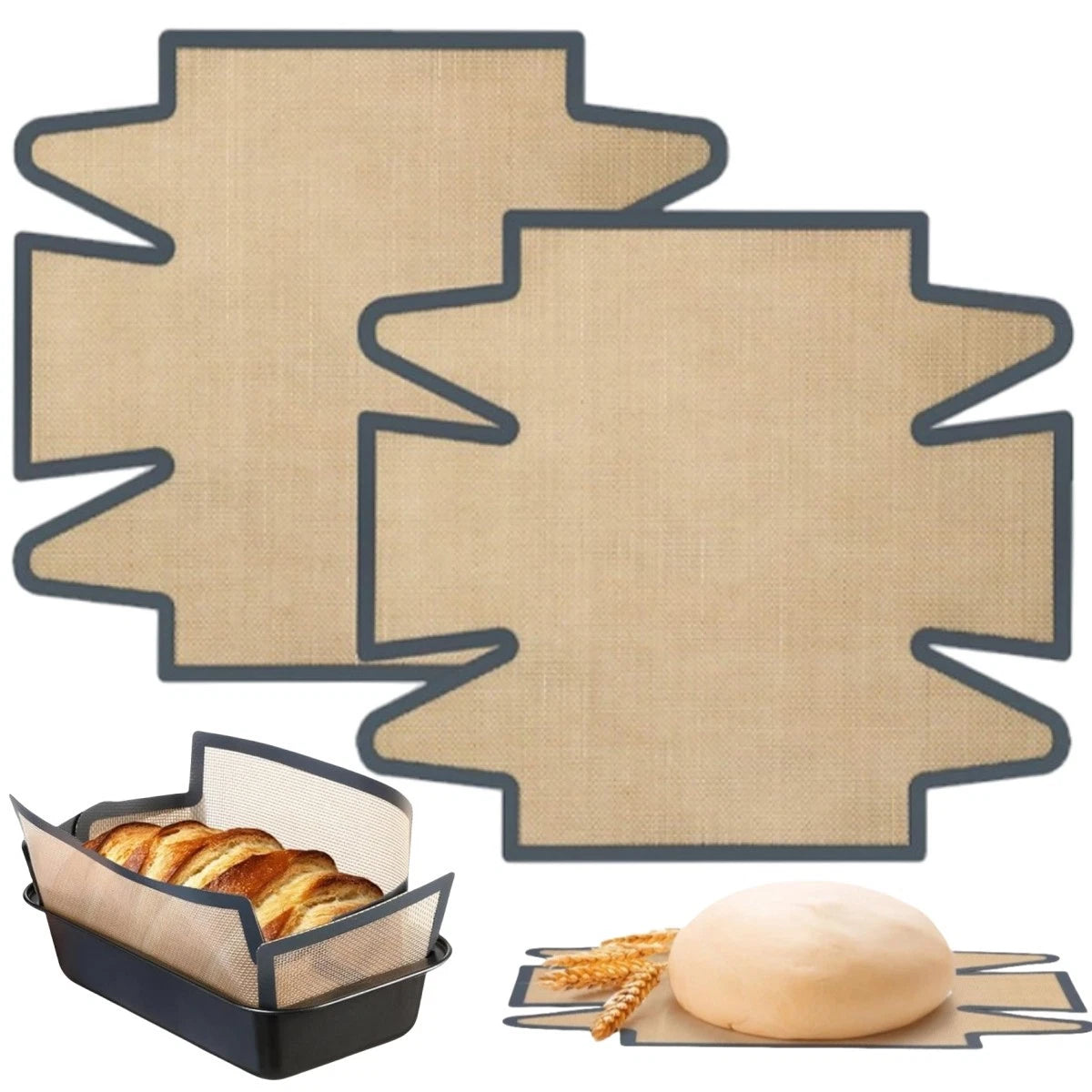 2 Silicone Baking Mats for Bread Loaf Pan Non-Stick Heat Resistant