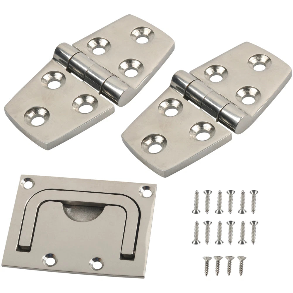316 Marine Stainless Steel Hinge and Square Pull Hardware Set for Boat