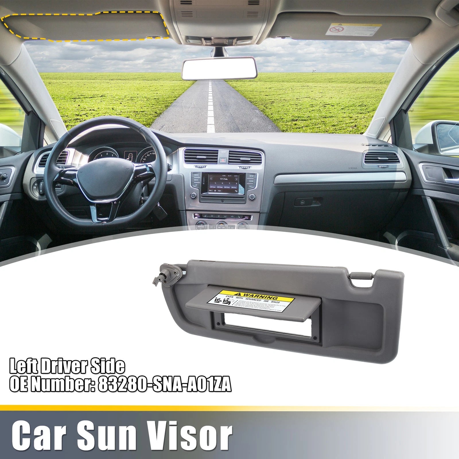 Left Side Car Sun Visor Replacement for Honda Civic (2006–2011) Deep Gray