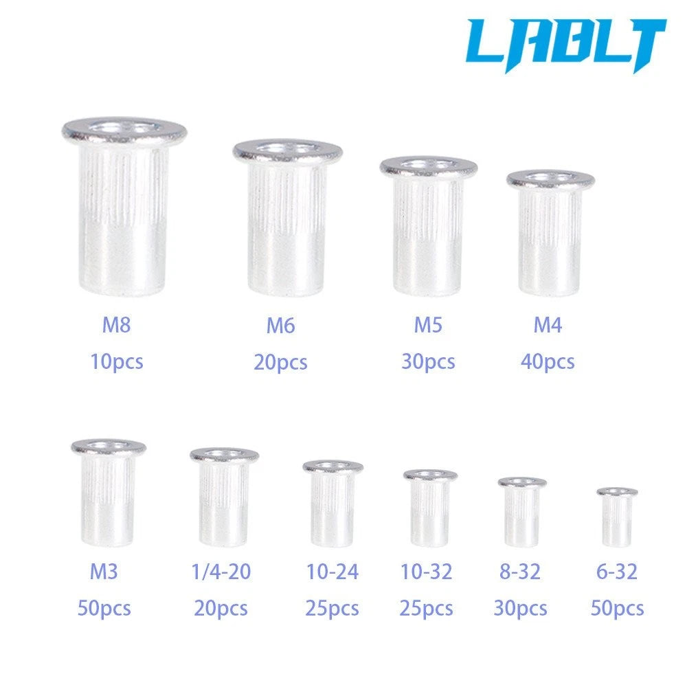 150pcs Aluminum Rivet Nut Kit for Metric & SAE Applications
