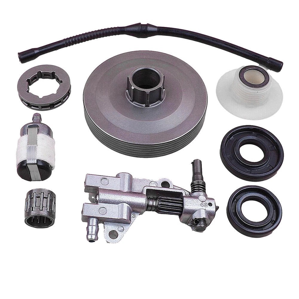 Complete Oiling Set for Chainsaws (Clutch Drum, Sprocket, Rim, Fuel Filter)