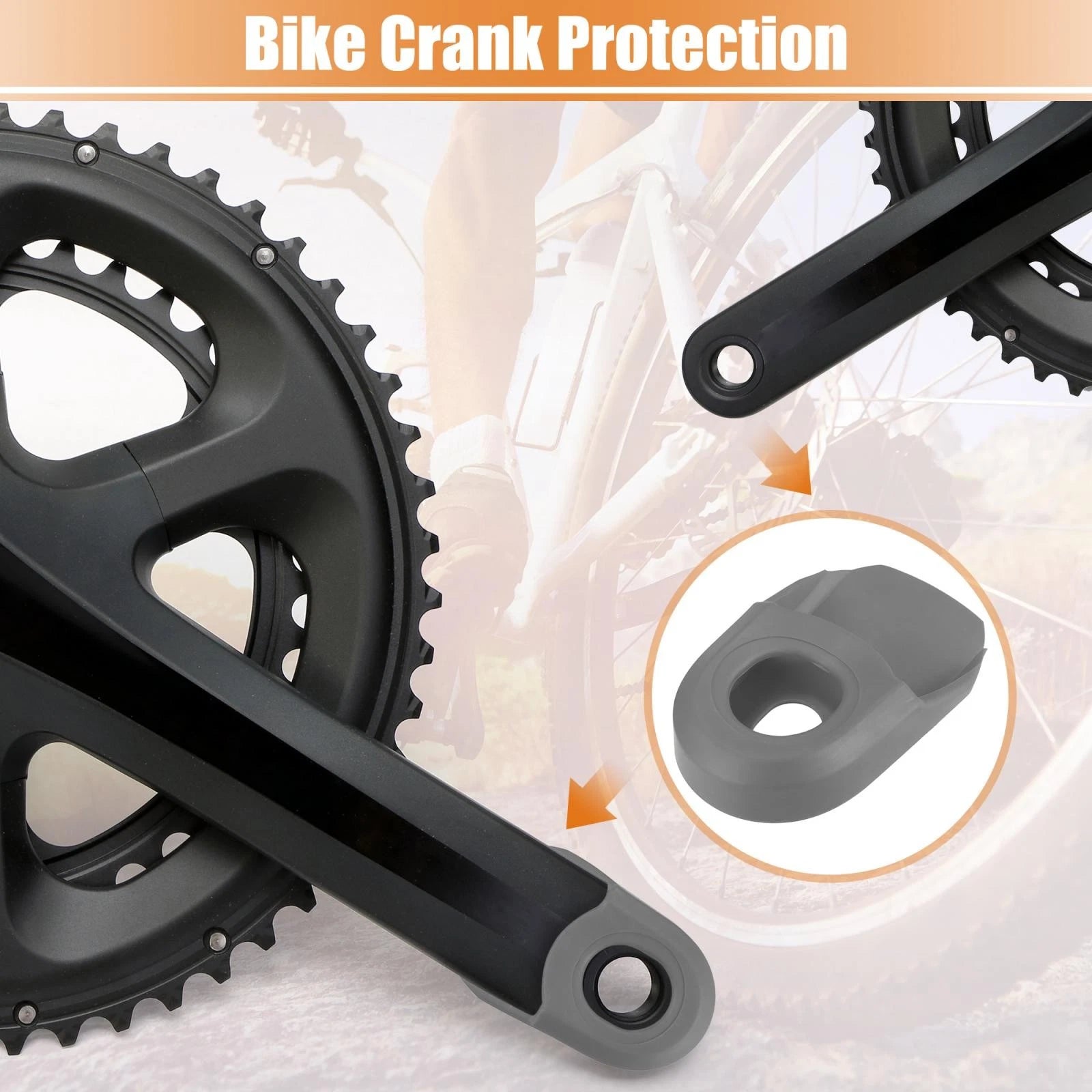 Crank Boot Protector Set for Bicycle Cycling Bike Crank Cover (Gray) (2-Pack)