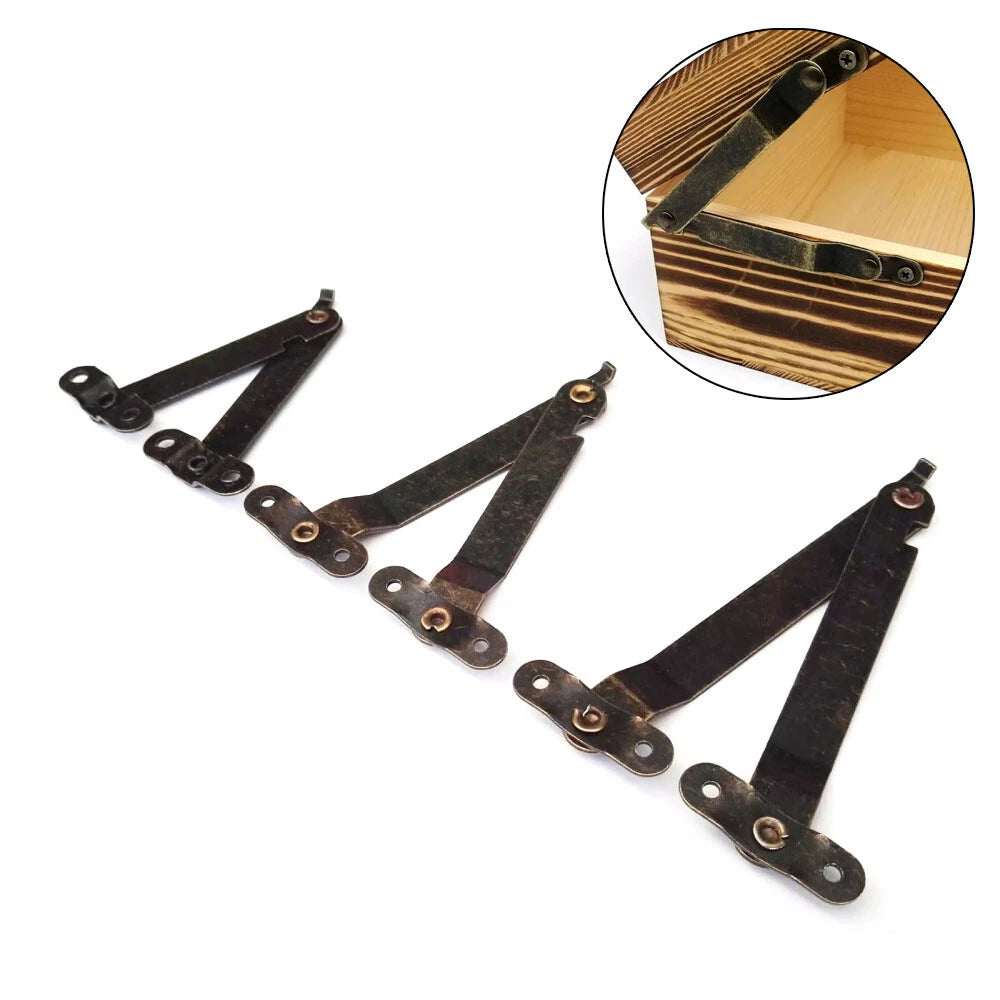 2X Wooden Box Lid Support Hinges for Jewelry Chest Wine Box