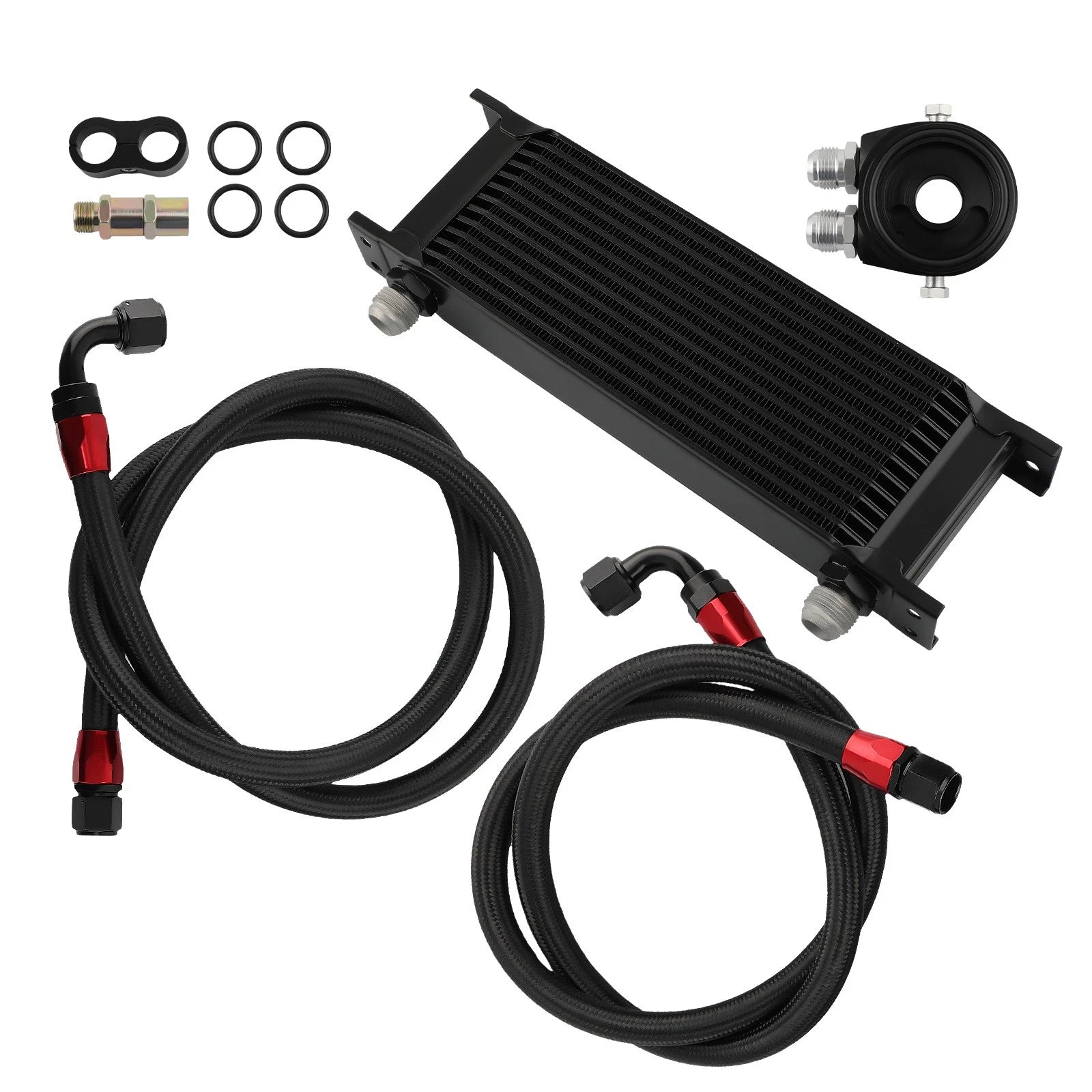 Oil Cooler Kit with Filter Relocation Adapter for Universal 13 Row 10AN