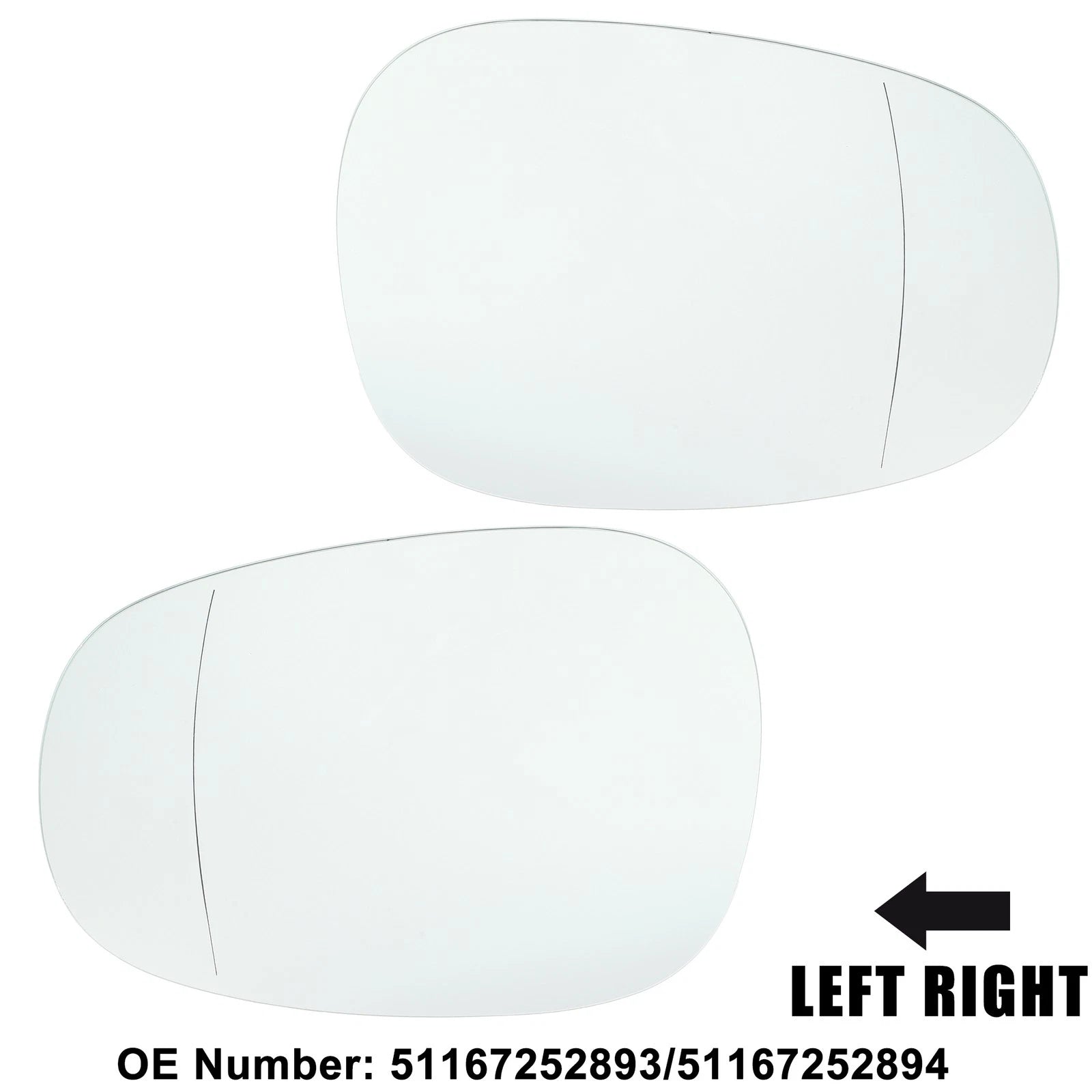 Pair Left Right Mirror Glass Replacement for BMW 335i 328i M3 (2008–2019)