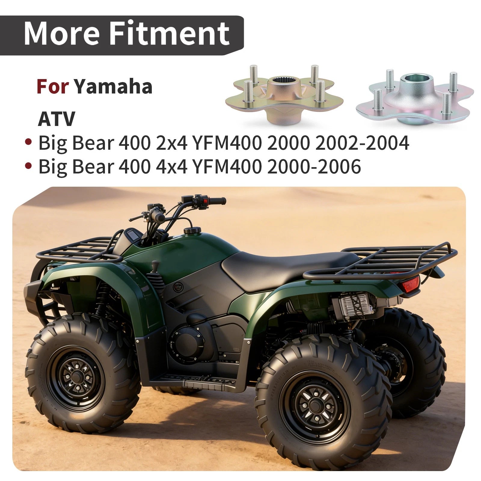 Set of 2 Rear Wheel Axle Hubs for Yamaha Big Bear 400 YFM400 (2000–2006)