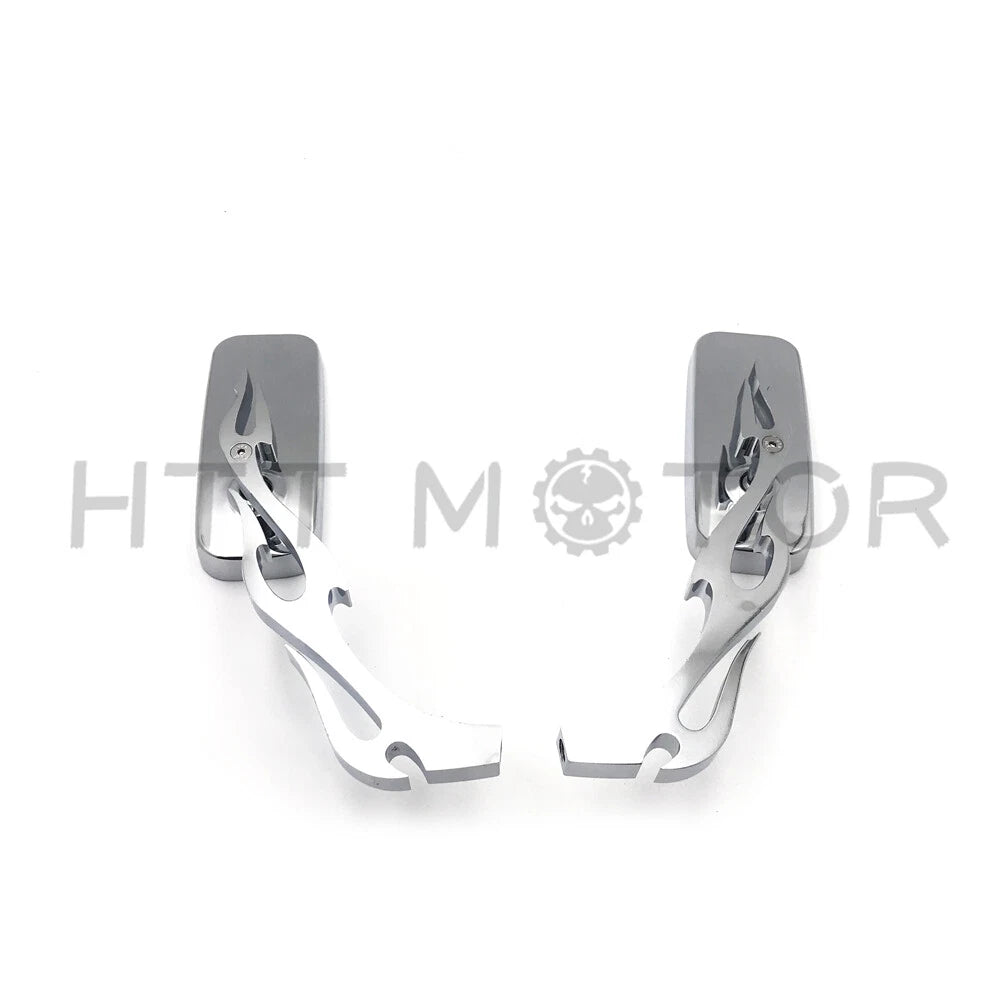 Chrome Rectangle FlameStem Mirrors for Harley Iron Horse (Custom Application)
