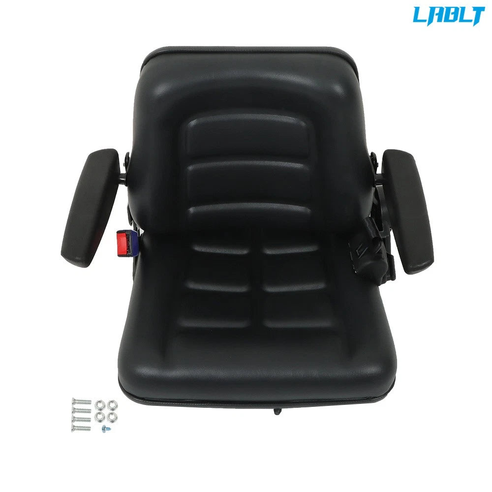 Adjustable Tractor Seat with Seatbelt & Armrest for Universal Mowers (Universal)
