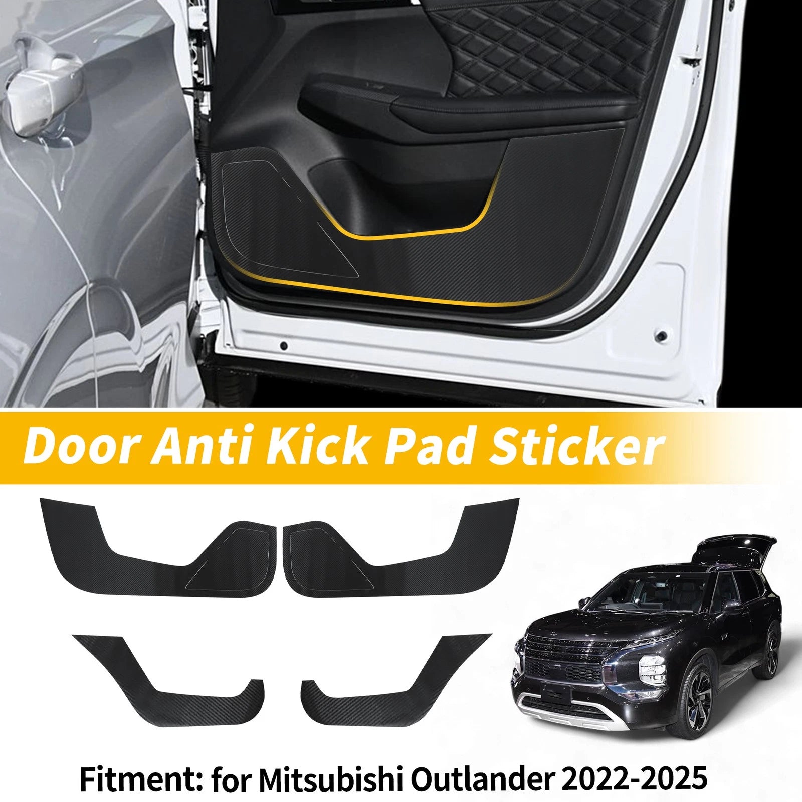 Car Door Anti Kick Pad Scratch Protector for Mitsubishi Outlander (2022–2025)
