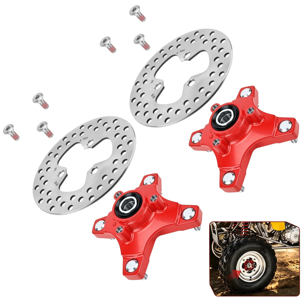 Set of 2 Red Wheel Hubs w/ Brake Discs for Honda TRX250X (2009–2014)