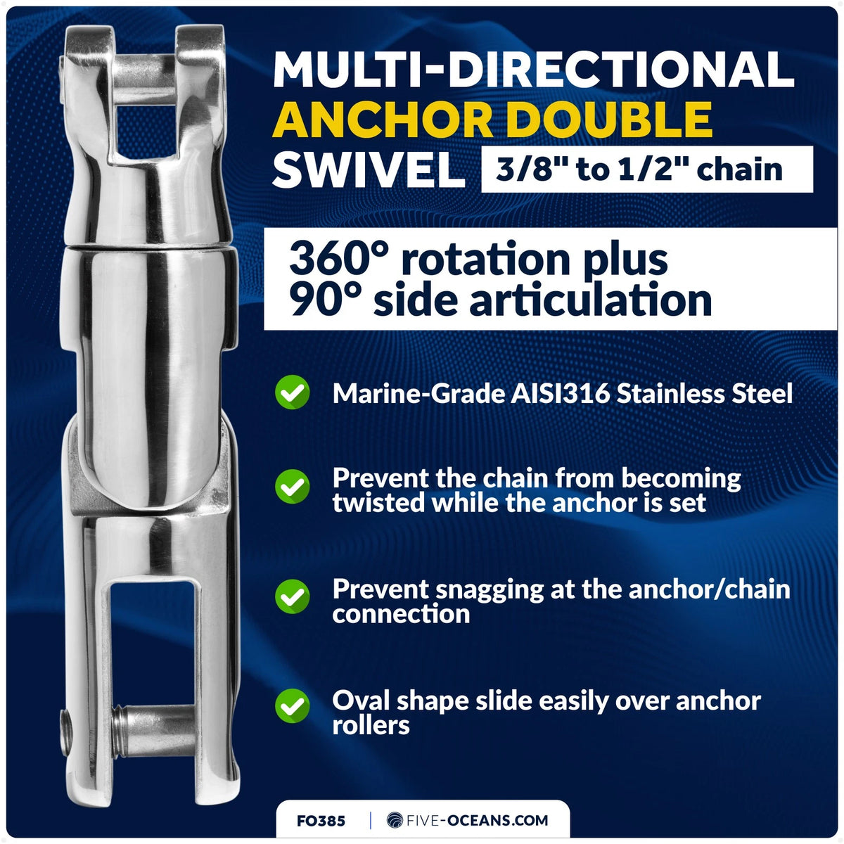 Boat Anchor Chain Swivel Connector for 3/8" to 1/2" Chain