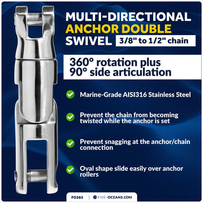 Boat Anchor Chain Swivel Connector for 3/8" to 1/2" Chain